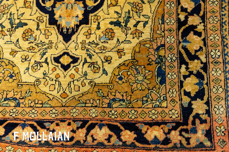 Antique Persian Kashan Mohtasham Rug n°:17285636